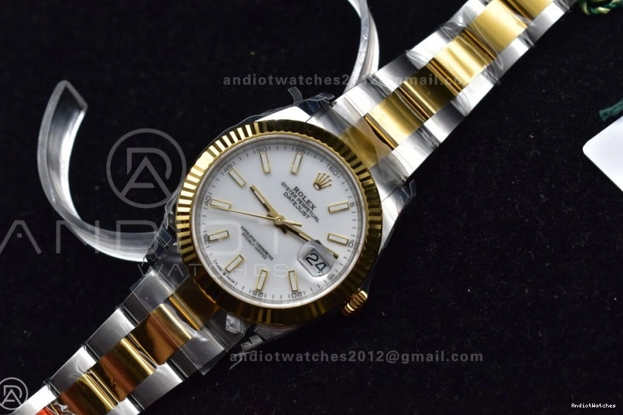 White 1:1 904L YG Dial DateJust 41 599 on VS ModernLook VSF Oyster 126333 SS Best Edition Bracelet 0405